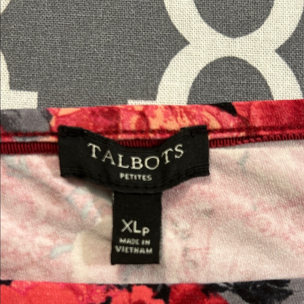 Talbots Pink and Black Floral Petite Top - Picture 2 of 2